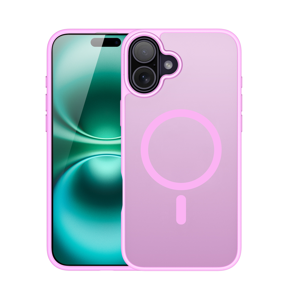 Прозрачный матовый чехол розового цвета и с MagSafe для iPhone 16 Plus, серия Yind Series от Dux Ducis