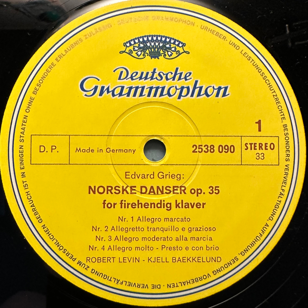 Григ, Синдинг - Фортепианная музыка в четыре руки (Германия 1970г.)