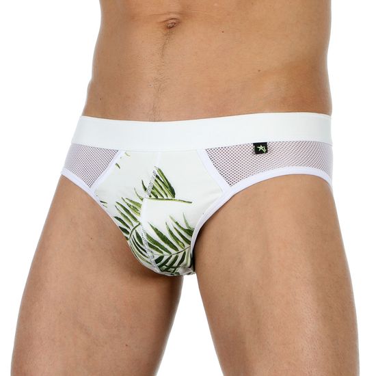Трусы мужские брифы белые с полупрозрачной вставкой Van Baam 39206
