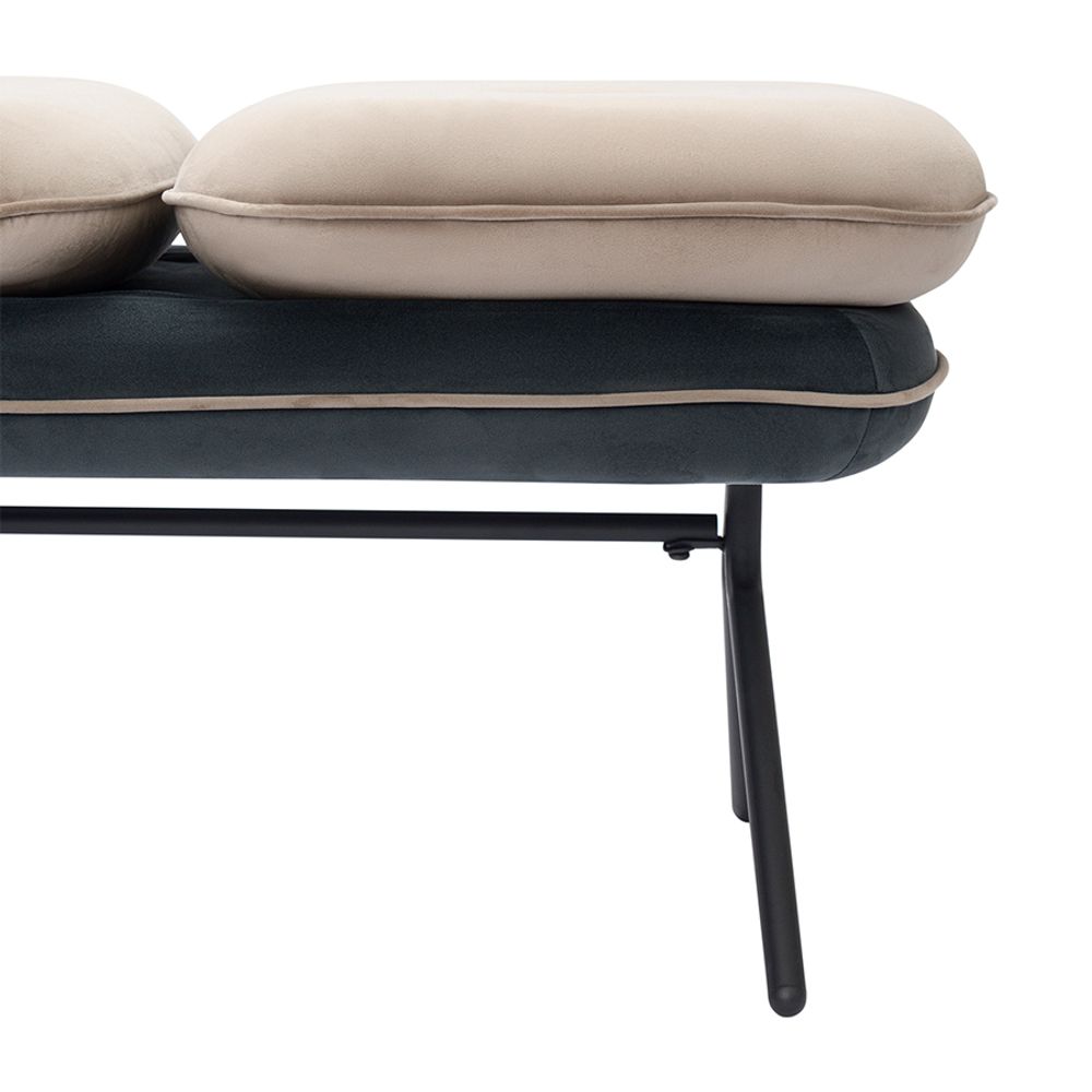 Банкетка Pea, велюр, бежевая/темно-серая