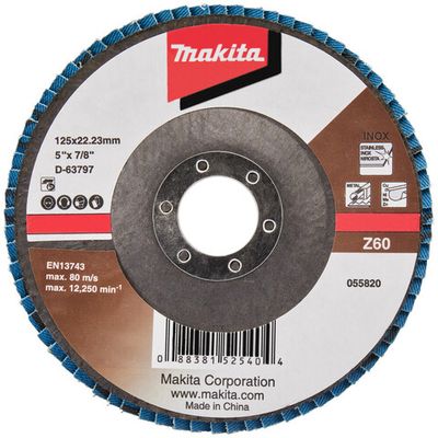 Диск лепестковый Makita 125*22мм К60 угловой, основа стекловол.   D-63797