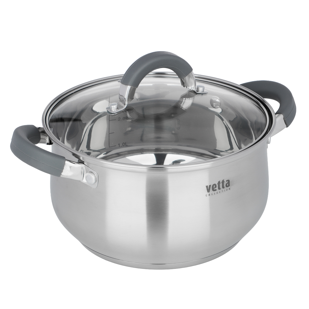 Набор кастрюль тм VETTA Вена 6 пр. (1,9л+3,6л+6,0л) со стекл. крышкой