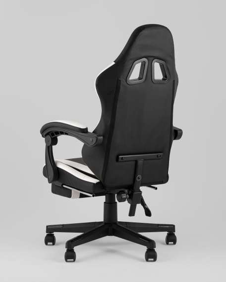 Кресло спортивное TopChairs Prophet с оттоманкой черно-белый