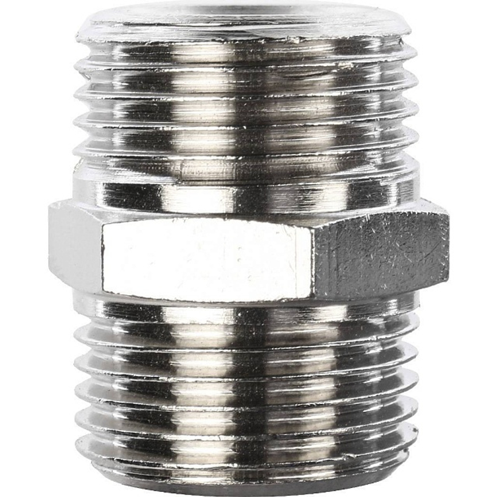 Ниппель STOUT SFT 0004 - 3/8" (для стальных труб, латунь никелированная)