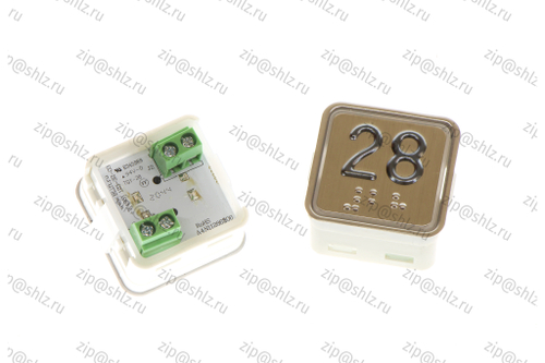 Кнопка (кнопочный модуль) KA302-S-R "28 этаж", квадратная, статическая красная подсветка, Брайль