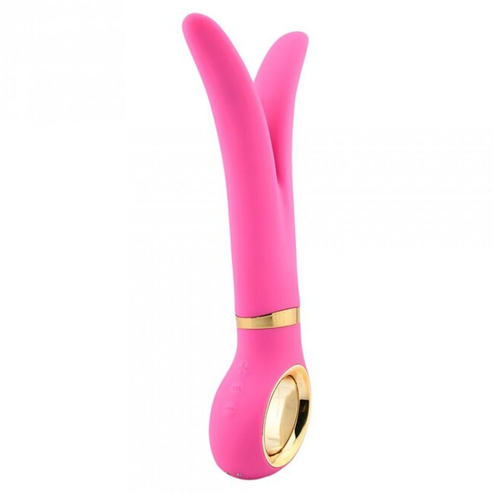 Двойной перезаряжаемый вибратор Lealso Rose (6 режимов) (Цвет: розовый)