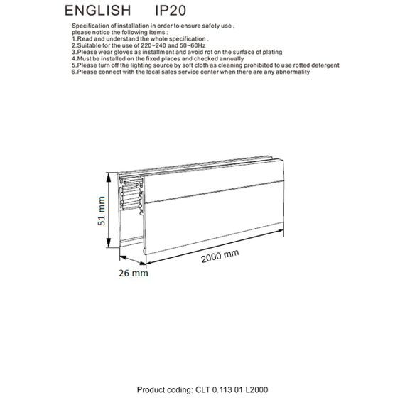 Шинопровод магнитный Crystal Lux CLT 0.113 01 L2000 WH
