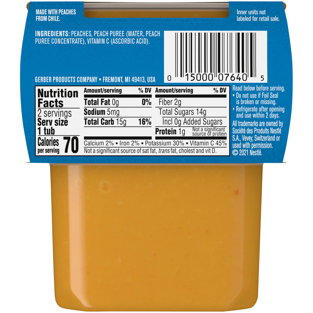 Gerber, Natural for Baby, 2nd Foods®, со вкусом персика, 2 пакетика по 113 г (4 унции)