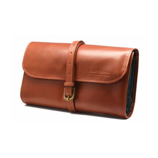 КОЖАНАЯ ДОРОЖНАЯ КОСМЕТИЧКА РОЛЛ СВЕТЛО-КОРИЧНЕВАЯ T&H