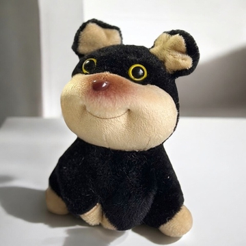 Мягкий брелок Пчелиная собака, черно-бежевый