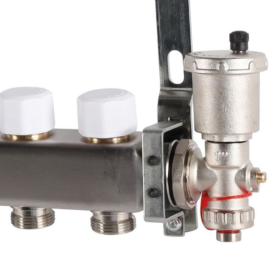 Коллектор Rommer 1"x3/4" на 7 контуров с расходомерами в сборе (нерж. сталь) RMS-1210-000007