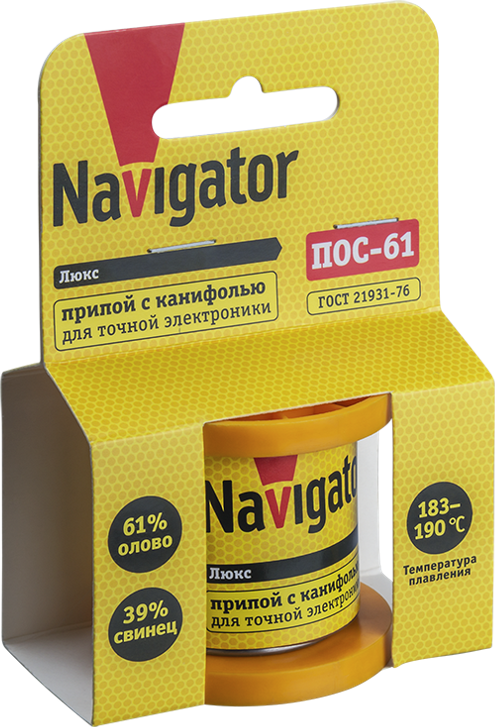 Припой Navigator 93 085 NEM-Pos02-61K-1-K200 (ПОС-61, катушка, 1 мм, 200 гр)