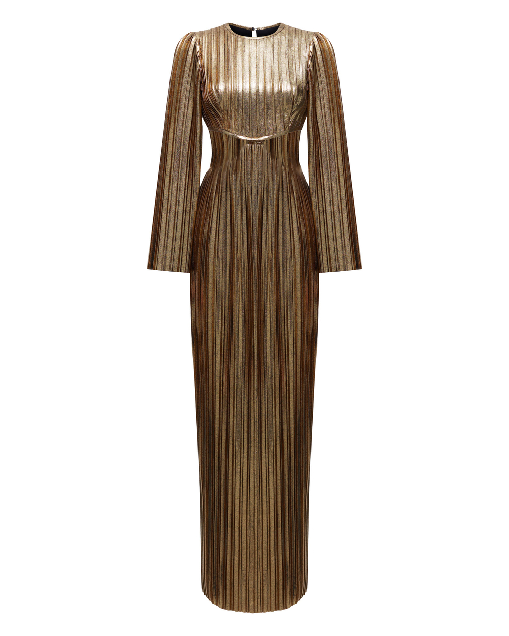 Платье макси плиссированное с длинными рукавами