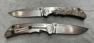 Нож Spartan Blades Harsey Long Boad, сталь S45VN, рукоять - титан, синяя гравировка