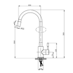 Смеситель для кухни, РМС, гибк излив, с картриджем, бел, SUS124W-016F