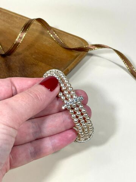 Браслет жемчужный с фианитами