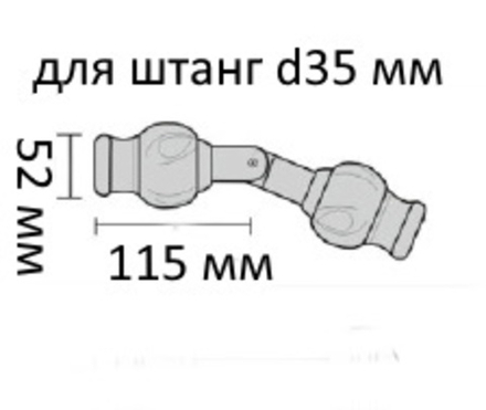 Эркерный соединитель для деревянных штанг Винтаж d35 мм, цвет темно-зеленый/золото