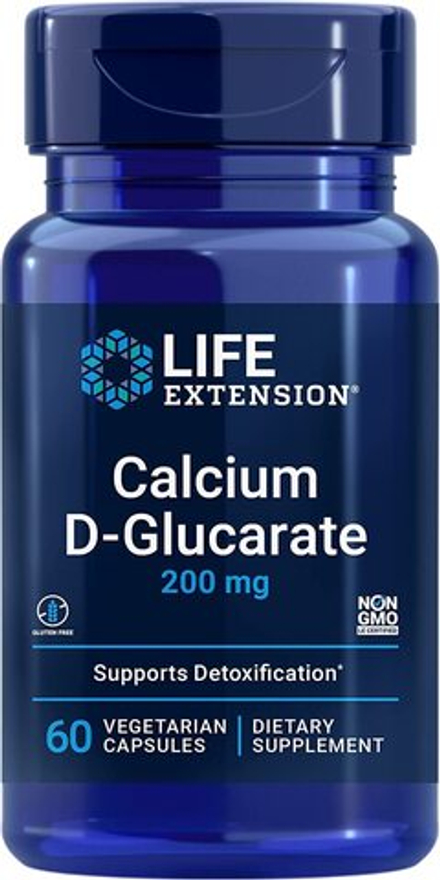 Life Extension, D-глюкарат кальция 200 мг, Calcium D-glucarate 200 mg, 60 вегетарианских капсул