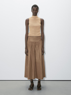 Massimo Dutti Топ из хлопковой смеси с набивным рисунком, пудровый