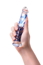 Нереалистичный фаллоимитатор из стекла Sexus Glass, 17 см. (Цвет: прозрачный с синим)