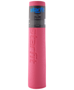 Коврик для йоги и фитнеса FM-101, PVC, 173x61x0,6 см, розовый