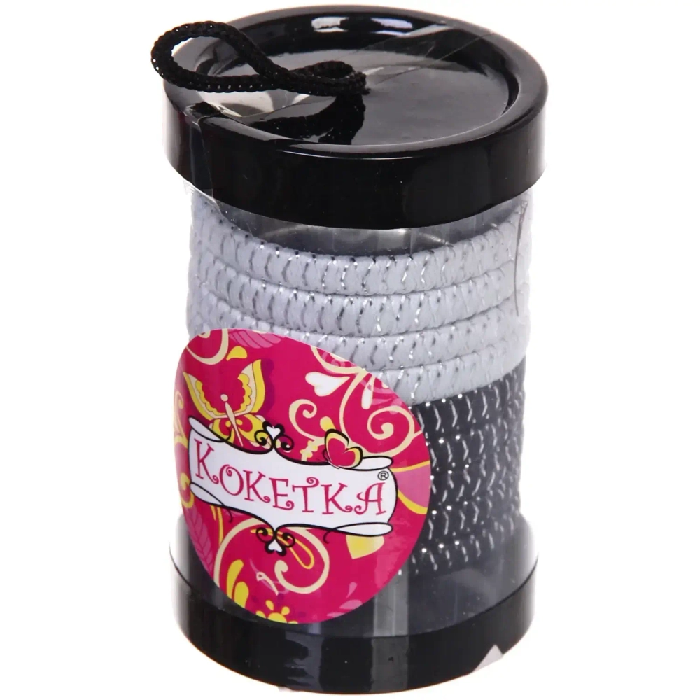 Резинки для волос детские в тубе 9шт «ЗАБАВА», блёстки, цвет черно / белый, d-4см (наклейка Кокетка)