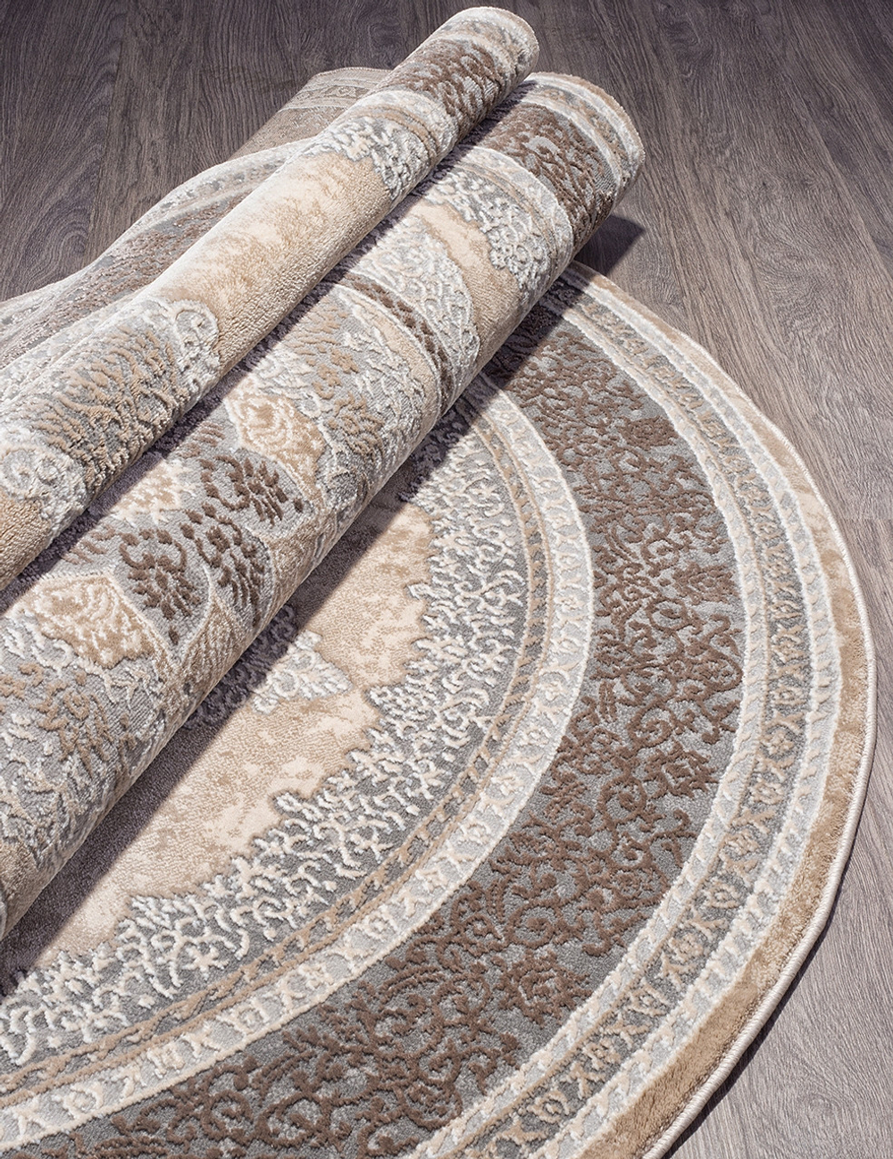 Ковер 04037C - GREY / BROWN - Овал - коллекция ARMINA размер 80*150 см