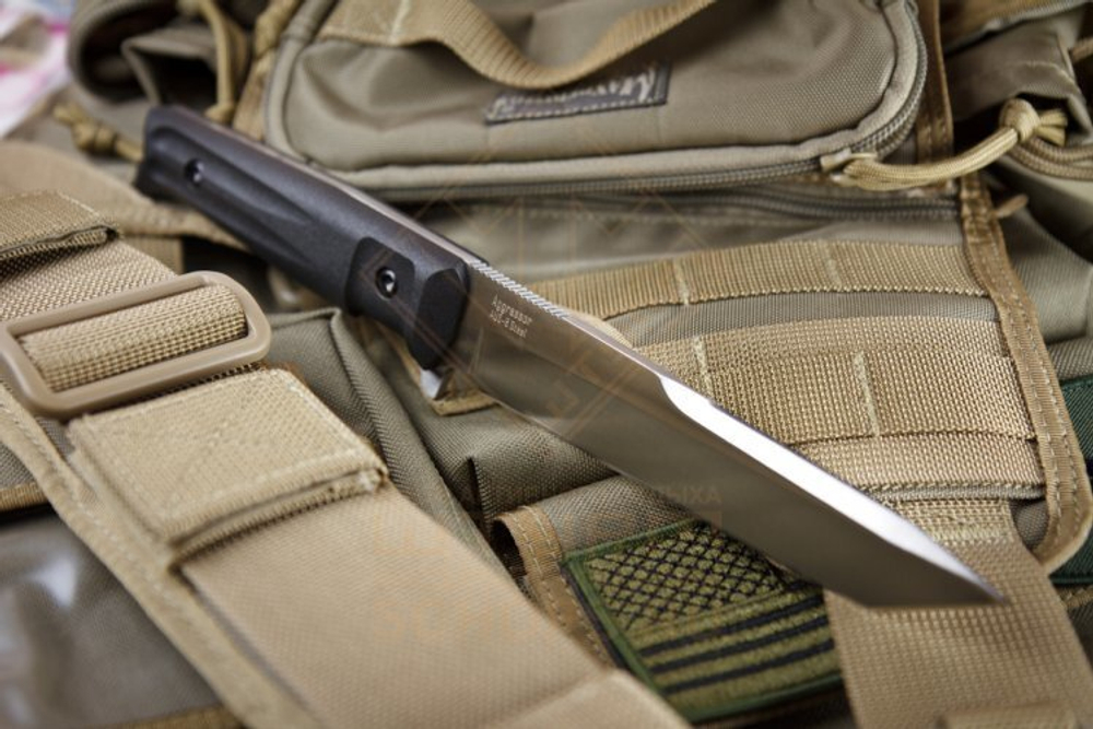 Нож Kizlyar Supreme Aggressor AUS-8 кратон, Black/Stonewash