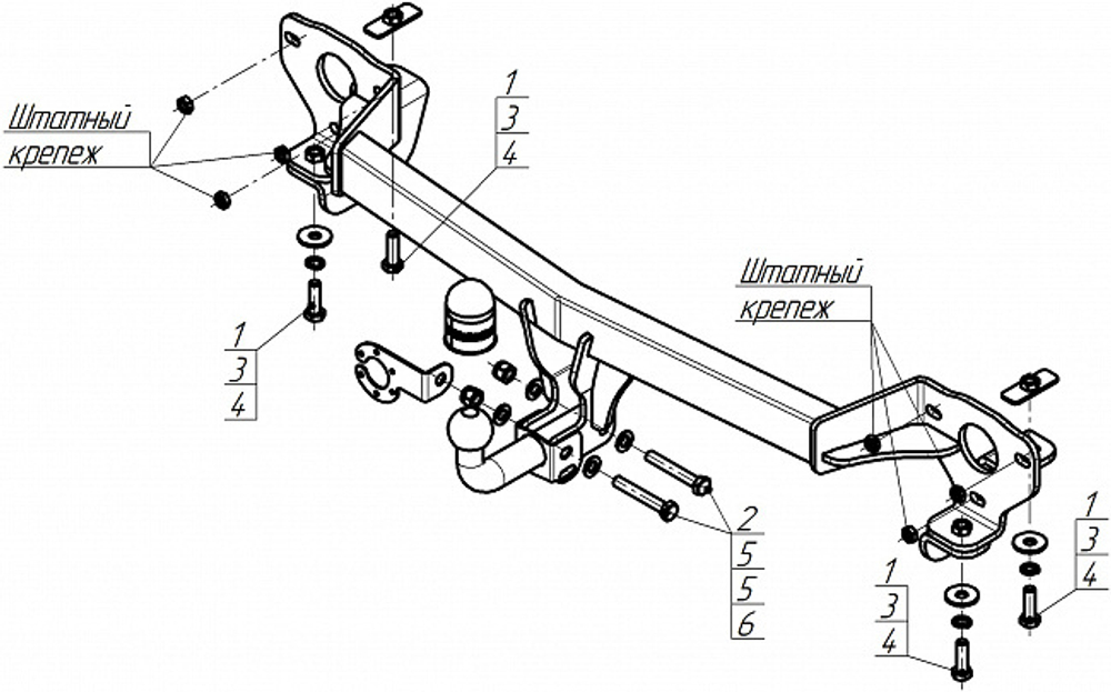 Фаркоп Motodor GAC GS8 2023 - н.в (с оцинков. шаром)(паспорт и сертификат в комплекте)(без электрики) арт.97803-A