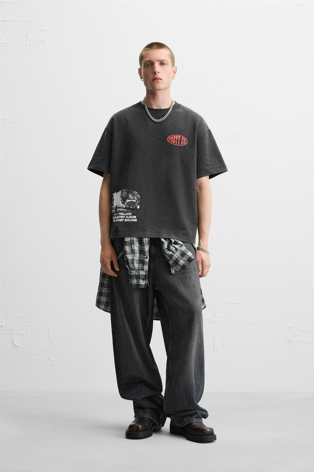 ZARA ТОЛСТОВКА С ПРИНТОМ POST MALONE™, ТЕМНЫЙ АНТРАЦИТ