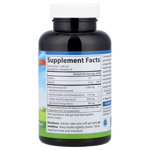 Carlson, холоднопрессованное масло примулы, 50 капсул