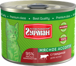 Корм консервированный для котят Четвероногий гурман "Мясное ассорти с говядиной", 190 г