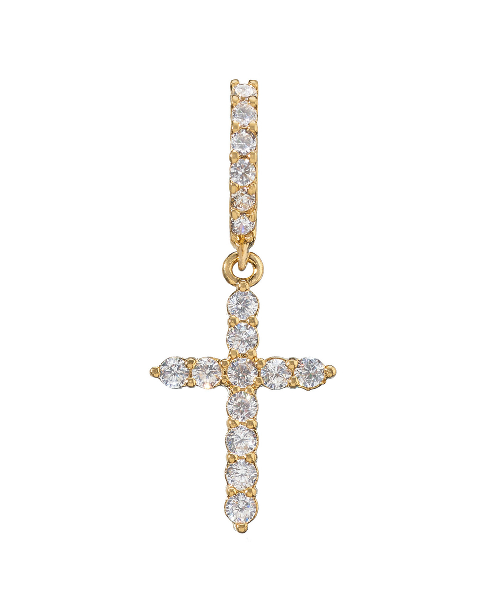 Серьги- крест с цирконами, золото