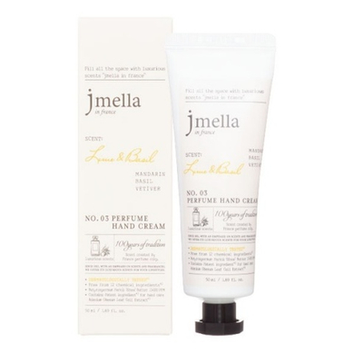 JMELLA Крем для рук "Мандарин, базилик, ветивер"- IN FRANCE LIME & BASIL PERFUME HAND CREAM , 50 мл
