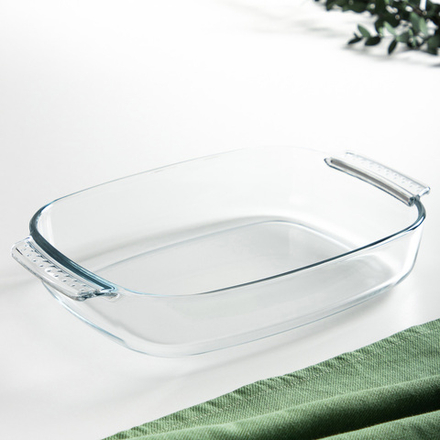 SATOSHI Форма для запекания глубокая жаропрочная прямоуг., с ручками, стекло, 34,4х22,3х6,1см, 2,7л