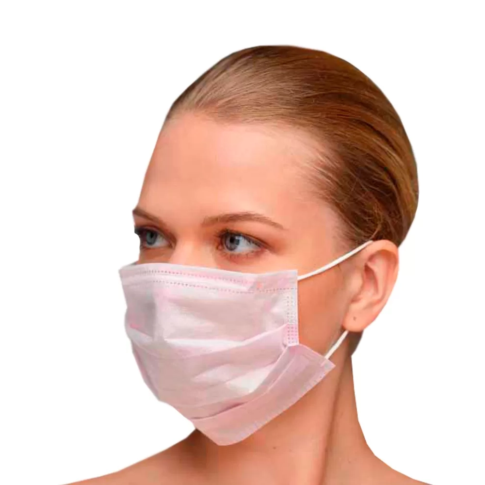 Маска 3-х слойная на резинках Чистовье 100 шт розовая