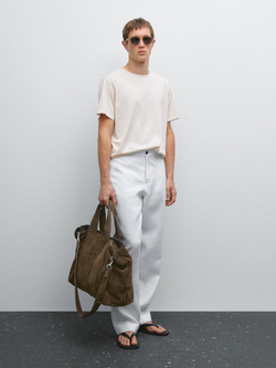 Massimo Dutti Легкая футболка из 100% хлопка, песочный