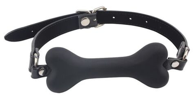 Черный силиконовый кляп-косточка Doggie Bone Bit Gag (Цвет: черный)