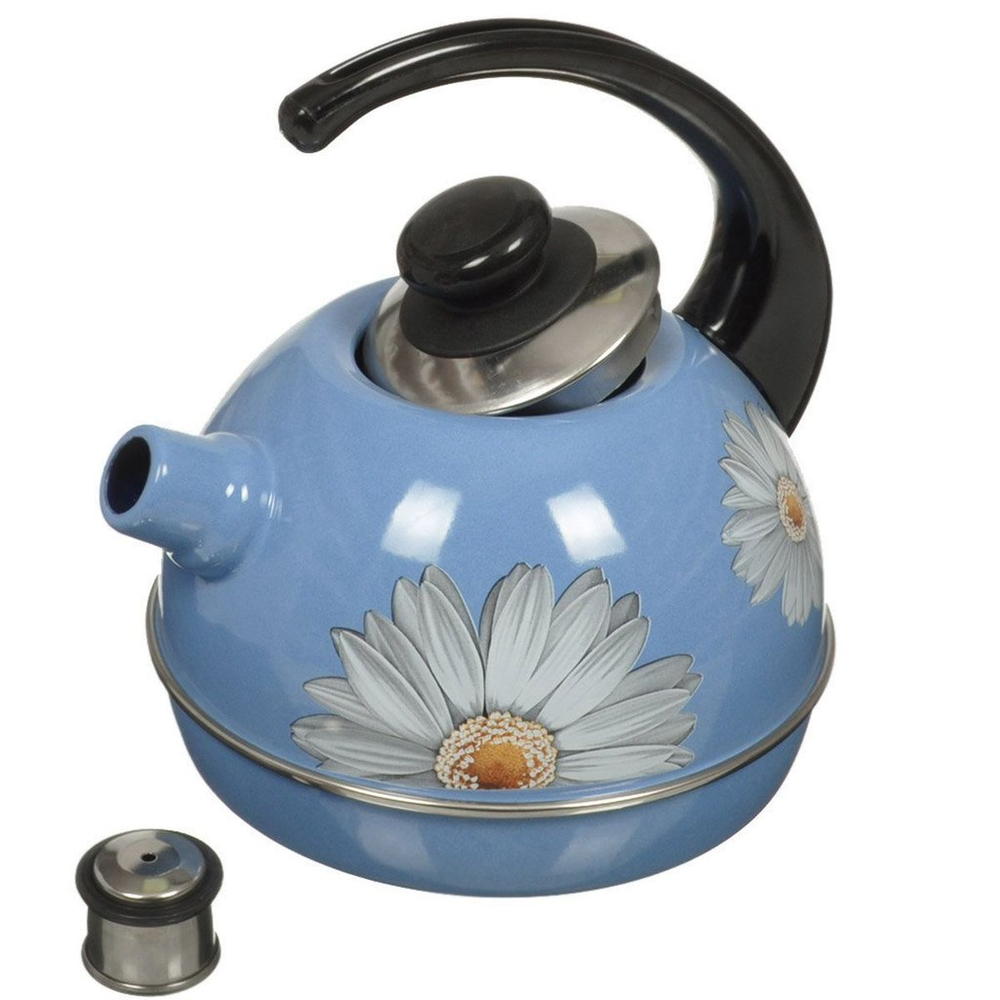 Чайник сталь, эмал, 3.5 л, свист, руч консоль, Рубин, С2505, син туман, T04/35/08/05/ 13/ 14
