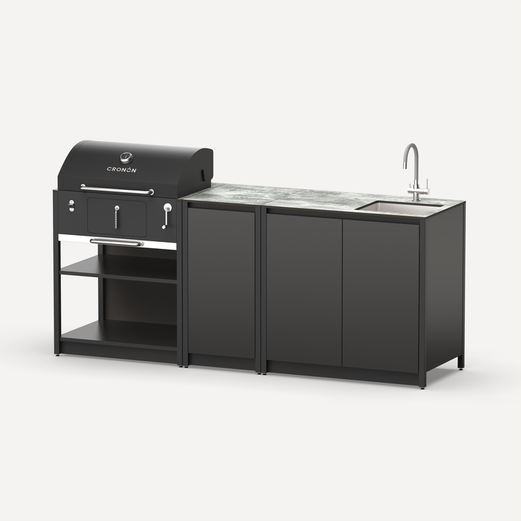 Мангальный комплекс Lounge M-102SB, 2.1 м, черный/серый каспий