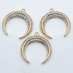 Подвеска Лунница, цвет золото, фианиты, размер 20*18 мм, цена за 1 шт