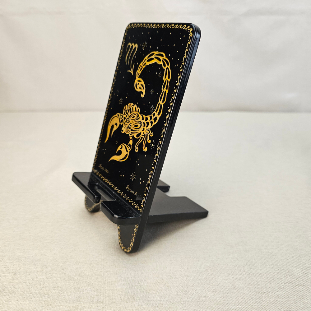 Сувенирная подставка для телефона с росписью Палех "Зодиак. Скорпион"