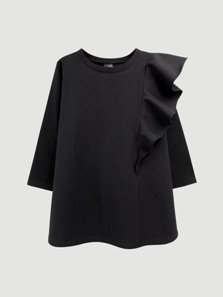 Платье с длинным рукавом Mjölk Black, с воланом