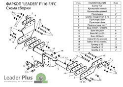 Фаркоп(прицепное) Лидер-Плюс для FORD TRANSIT (FA) (фургон ) 2000 - 2014(паспорт и сертификат в комплекте)(без электрики)F116-F