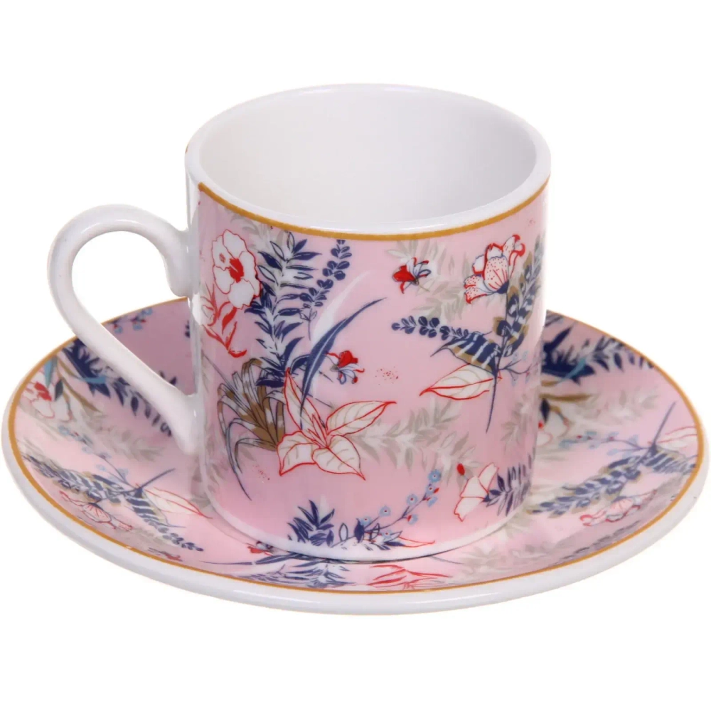 Кофейный набор 12 предметов «Paradise» (6кружек 90мл+6блюдец), розовый