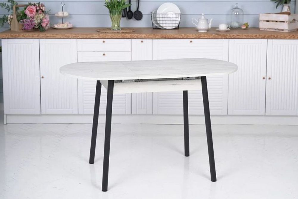 Стол обеденный Кэлли ЛДСП раздвижной каркас чёрный