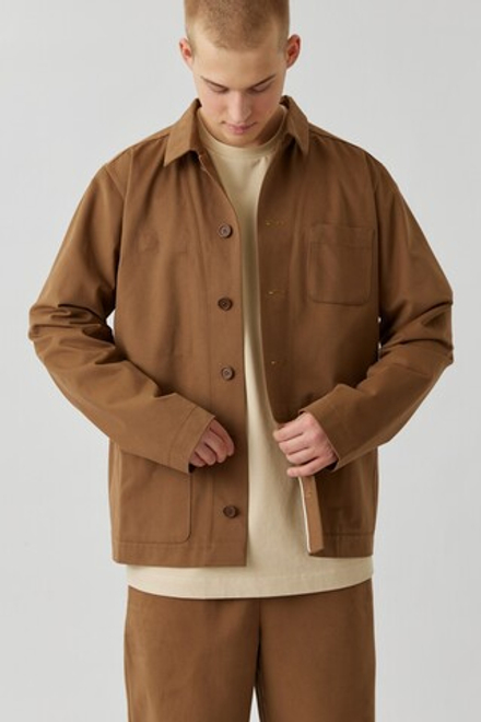 Верхняя мужская рубашка с карманами из горчичного хлопка