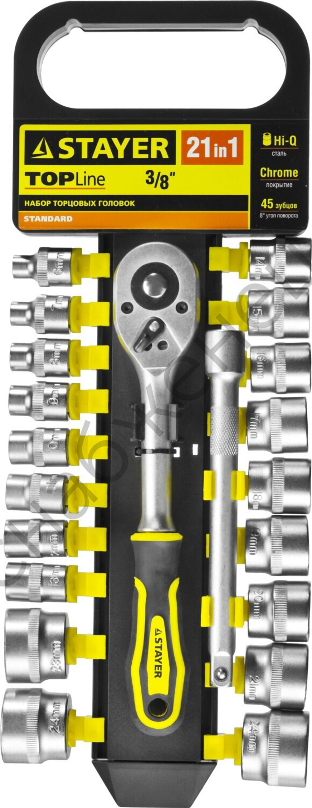 STAYER RSS 21M, 21 предм., (3/8″), набор торцовых головок (27752-H21)