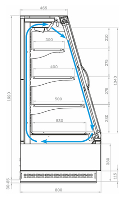 Горка холодильная Carboma F16-08 VV 1,3-1 0030 STANDARD фронт X1 версия 2.0 9006-9005