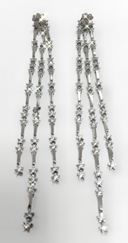 Ювелирные серьги-пусеты из серебра с подвесами,вставка фианиты